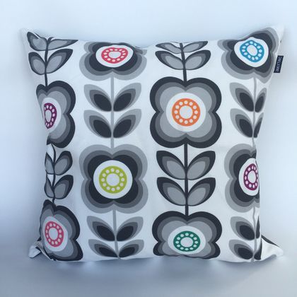 Modern Floral Cushion features our modern graphic floral print with bright pops of colour